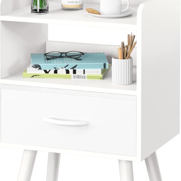 2 Tier Modern Nightstand with Drawer, Bedside Table, Wood