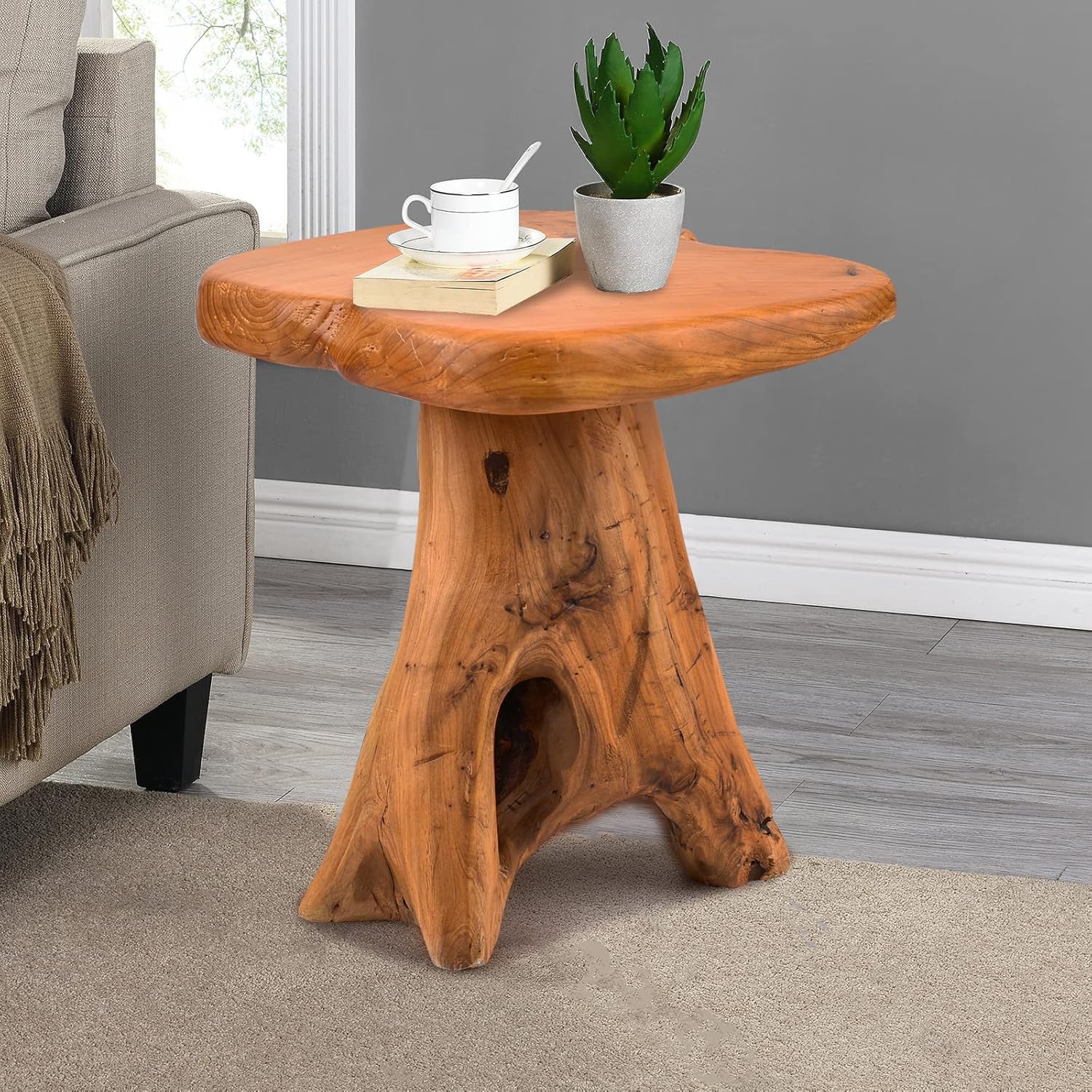 Small Live Edge Wood Side Table, Unique Plant Stand, Freeform Design - Image 2