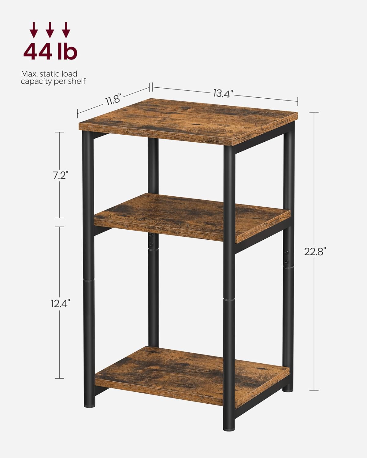 Small End Table 3-Tier Nightstand for Living Room or Office - Image 4