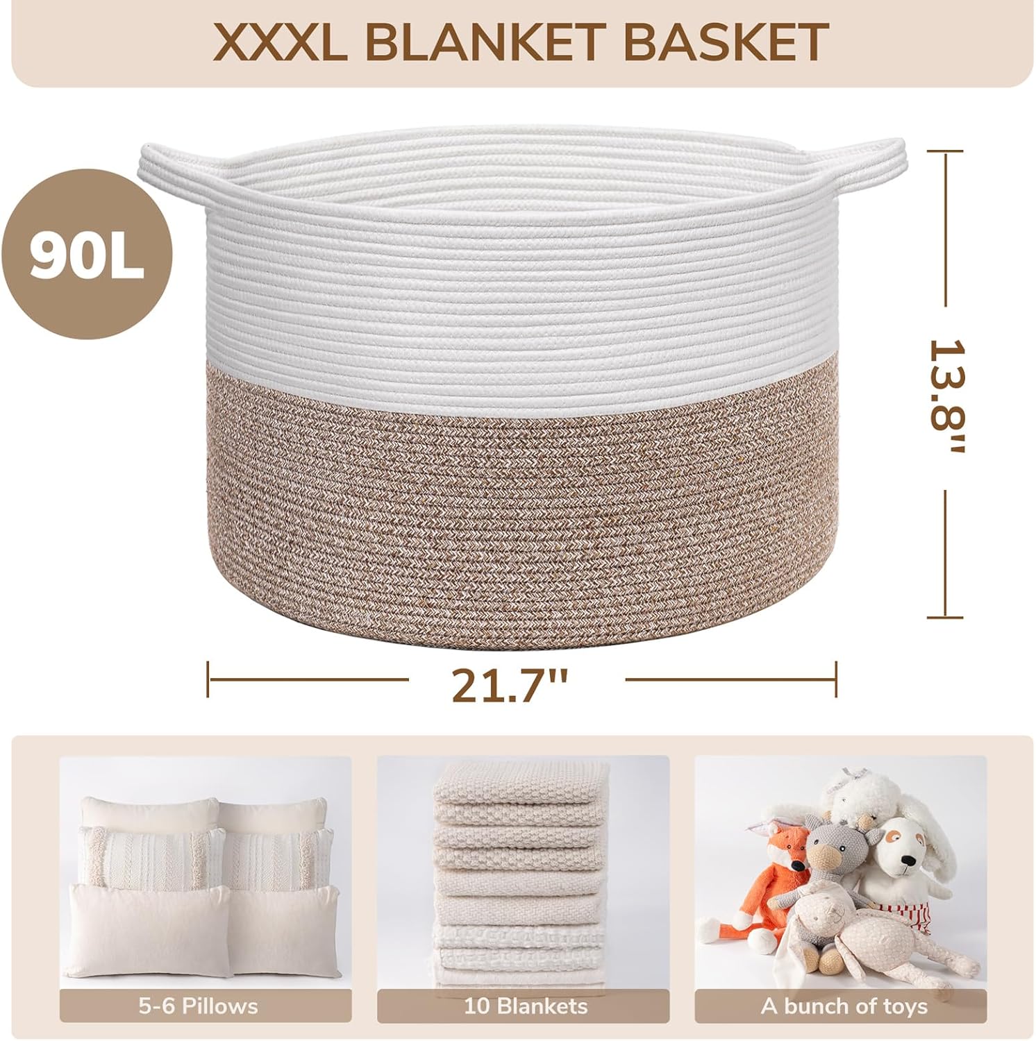 XXL Cotton Rope Basket, Large Toy and Laundry Storage - Image 5