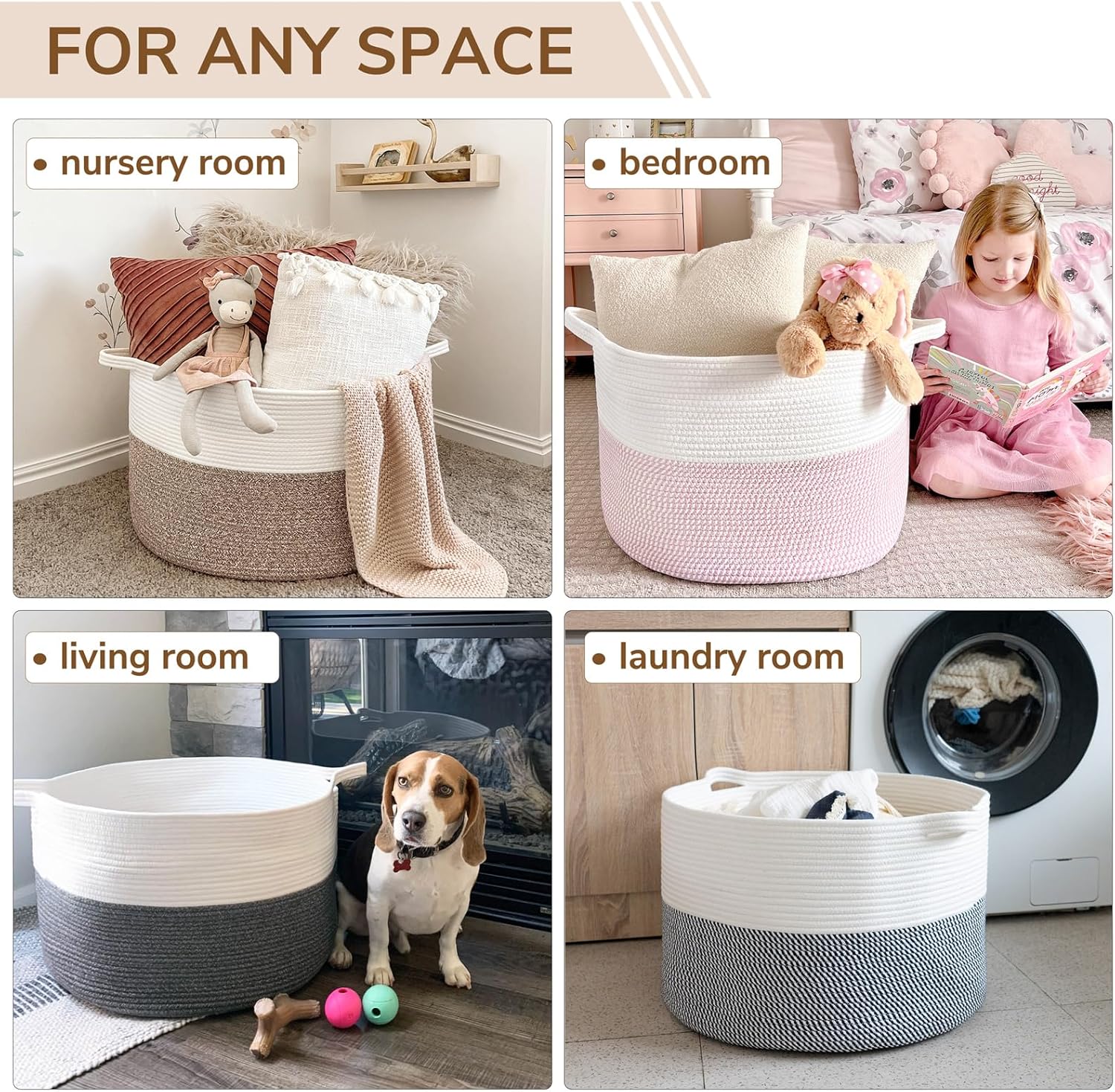 XXL Cotton Rope Basket, Large Toy and Laundry Storage - Image 2