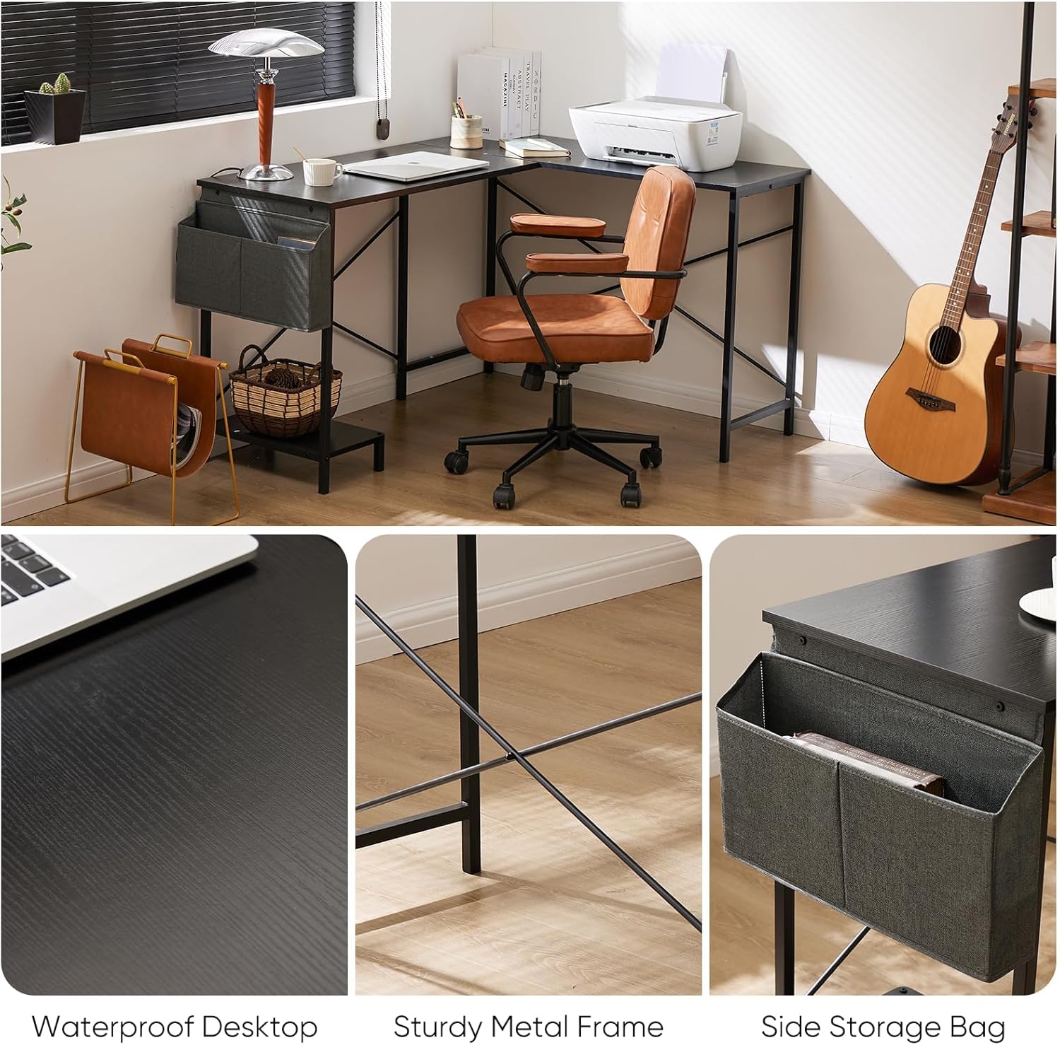 L-Shaped Corner Desk with CPU Stand and Side Bag - Image 4