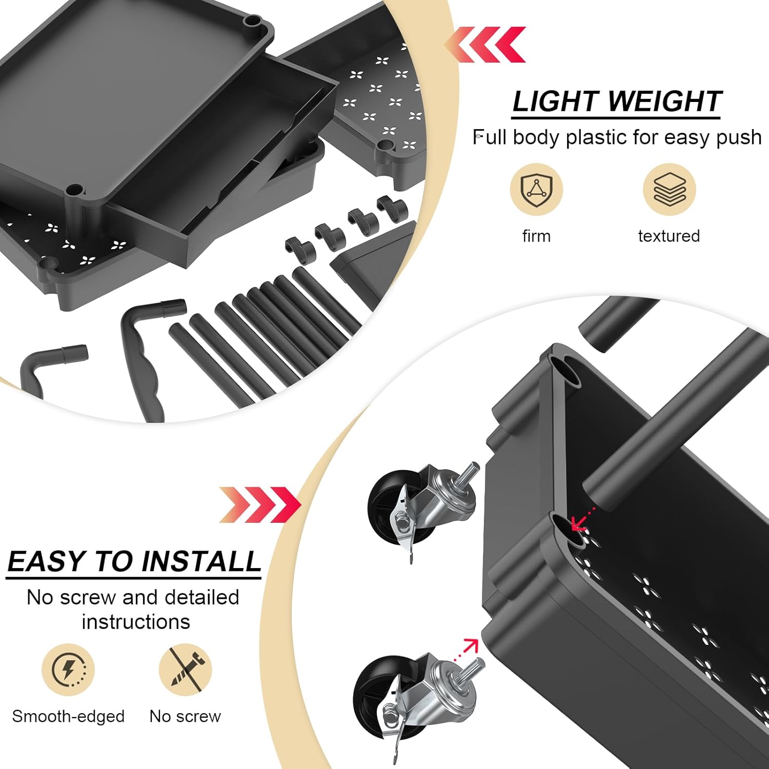 3-Tier Rolling Cart with Drawer, Lockable Wheels for Storage - Image 2