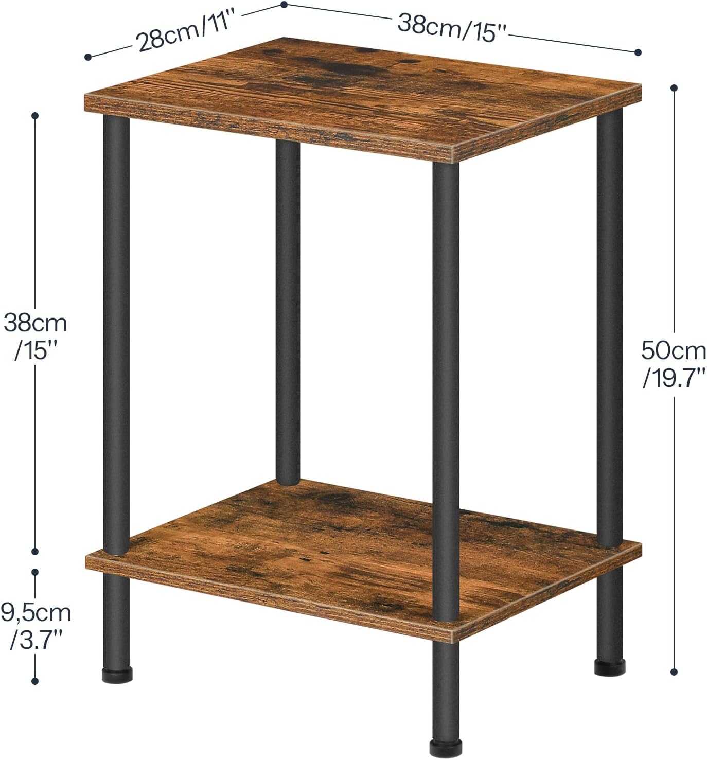 Small End Table with 2 Shelves, Nightstand for Bedroom - Image 5