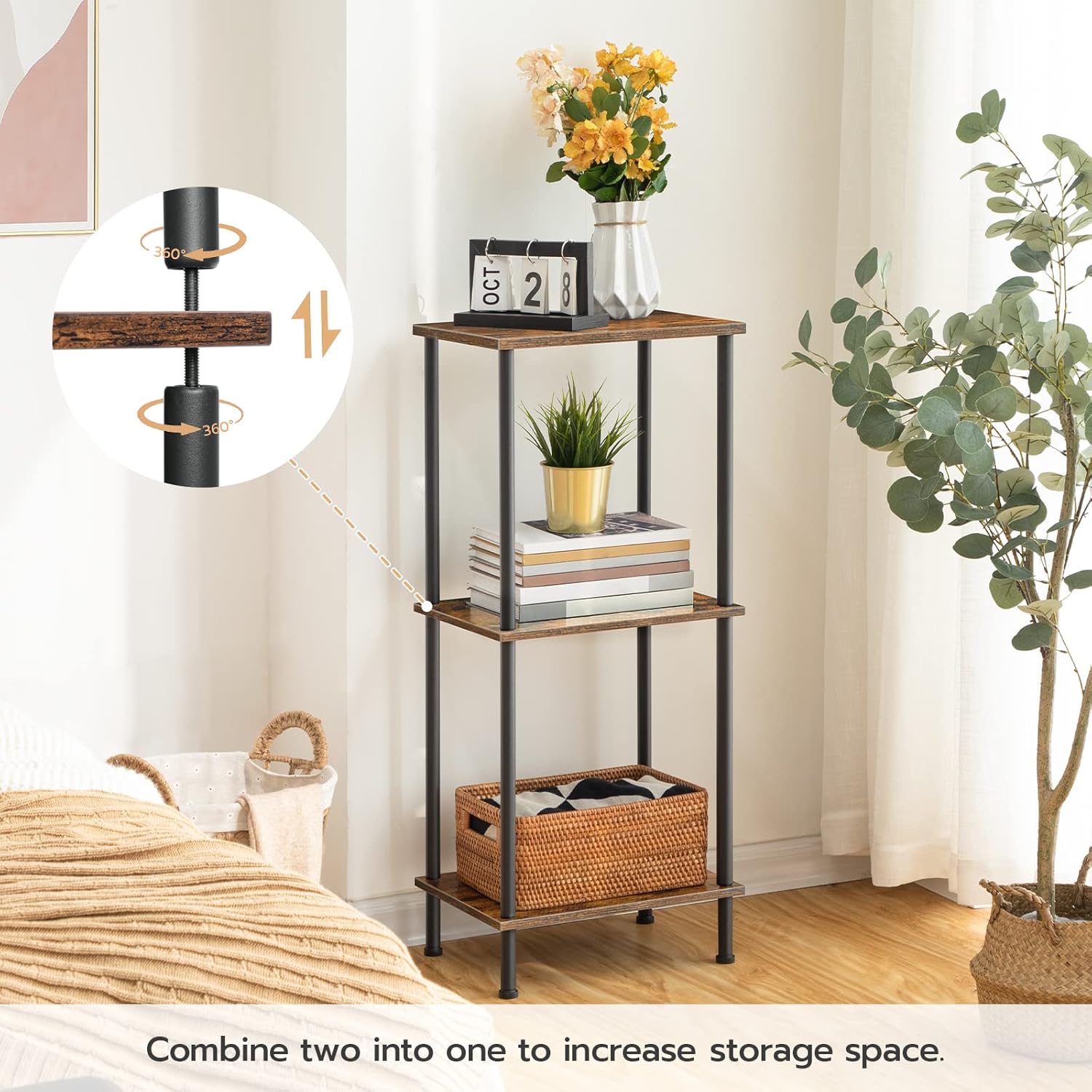 Small End Table with 2 Shelves, Nightstand for Bedroom - Image 3