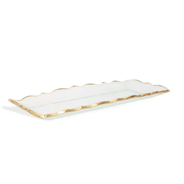 Elegant Glass Oblong Tray with Refined Gold Accent Detailing