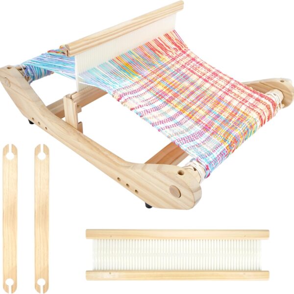 16-Inch Wooden Rigid Heddle Loom Kit with Yarn Stand