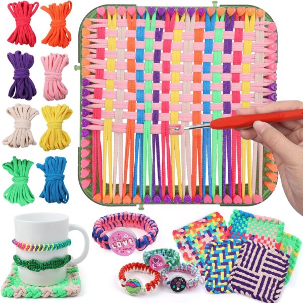 Weaving Loom Kit for Crafting Potholders and Friendship Bracelets