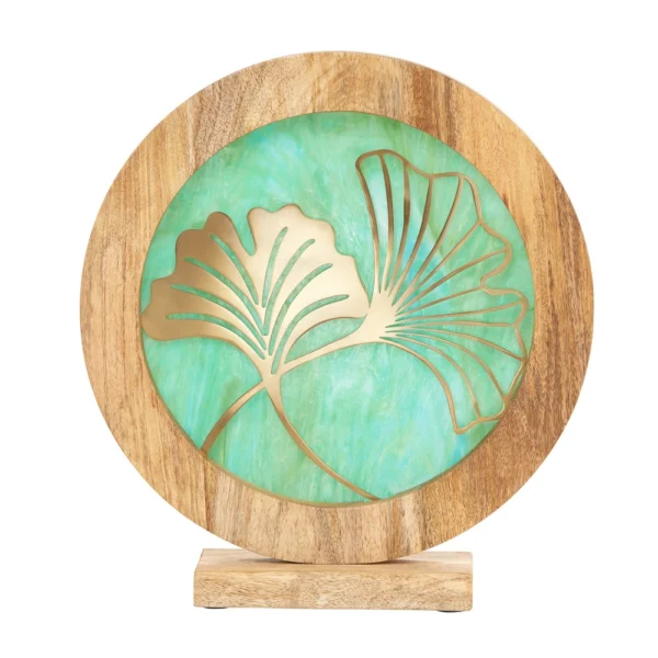 Round Stained Glass Panel with Mango Wood Stand Accent