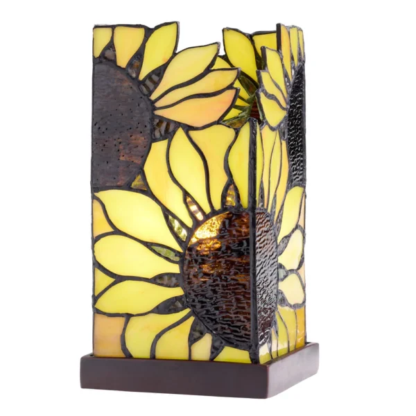 Bronze Accent Lamp with Rectangular Glass Shade Detailing